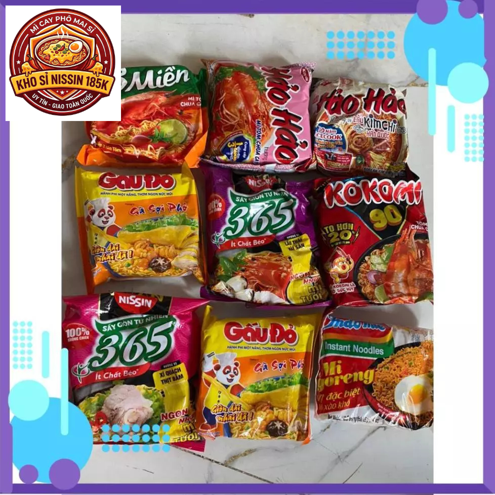 thùng 30 gói mì [ Bể tí ] lộn xộn ( hảo, kokomi, gấu đỏ, ba miền, mì 365..)
