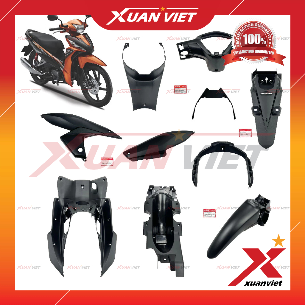 Bộ nhựa nhám Wave RSX 2015 2016 2017 2018 2019 (10 món), Dàn nhựa nhám Đen Wave RSX 110 Fi chính hãn