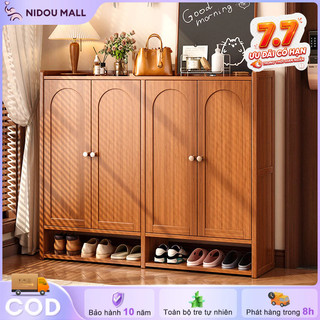 Tủ Giày Tre Việt Nam 4 Cửa Màu Gỗ Sáng Thiết Kế Thông Minh Có Kệ Để Hở Tiết Kiệm Không Gian Tối Đa