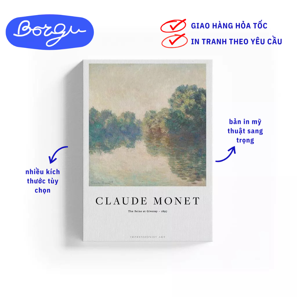The Seine at Giverny - Claude Monet 1887 - Tranh in canvas Hội họa Ấn Tượng Monet