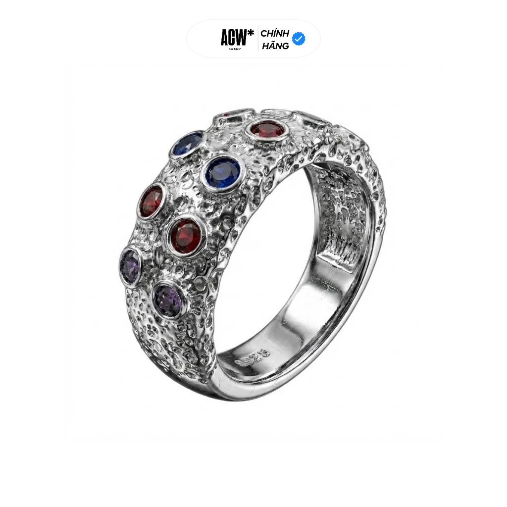 Nhẫn bạc Ý 925 Access Workshop Không Gỉ Access Workshop –The Gem Rough Ring