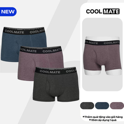 [MUA 3 TẶNG 1]Combo 3 Quần Lót Nam Trunk Bamboo Melange Logo khe moi kháng khuẩn, thoáng mát, thấm hút Coolmate