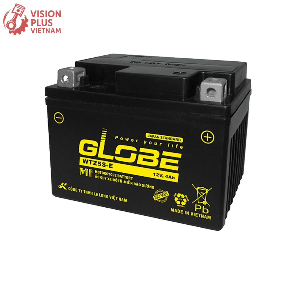 Ắc quy Globe WTZ5S-E 12V - 4Ah 50CCA miễn bảo dưỡng - dùng cho xe máy