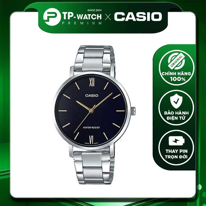 Đồng hồ nữ dây thép Casio LTP-VT01D-1BUDF - size 34mm | Casio nữ LTP-VT01D-1B