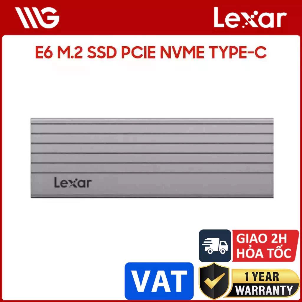 Box ổ cứng SSD Lexar E6 M.2 SSD PCIe NVMe Type-C 10Gbps (LPAE06N-RNBNG)