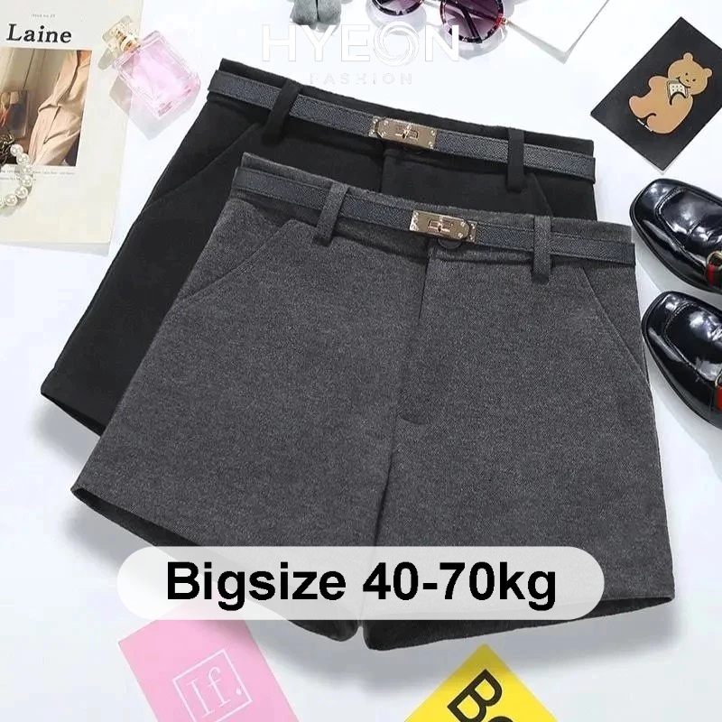 Quần short dạ Hyeon Fashion quần đùi lưng cao mặc thu đông hàng 1 lớp bigsize m84