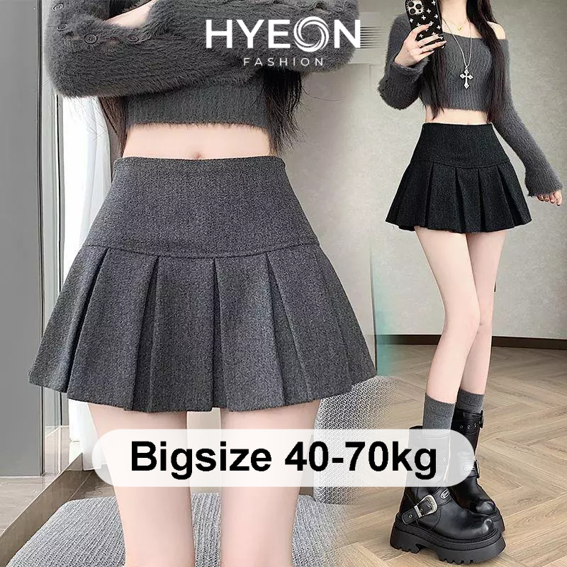 Chân váy dạ Hyeon Fashion chân váy nữ xếp ly chất dạ bản cạp to mặc thu đông bigsize m168