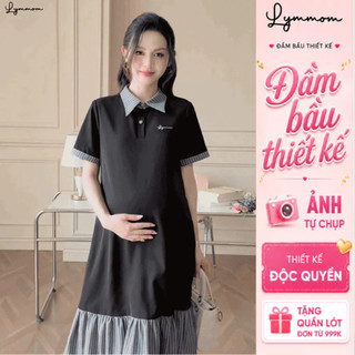 [NEW] LYMMOM - Váy Bầu Công Sở, Đầm Bầu Xinh Thiết Kế Cổ Polo Form Đuôi Cá Mềm Mát Đi Chơi Làm VB214