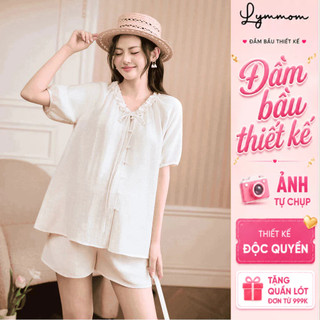 [NEW] LYMMOM - BỘ ĐỒ BẦU THIẾT KẾ cổ bèo, Đồ bầu ngắn tay thanh lịch đi chơi đi du lịch mùa mè SB024