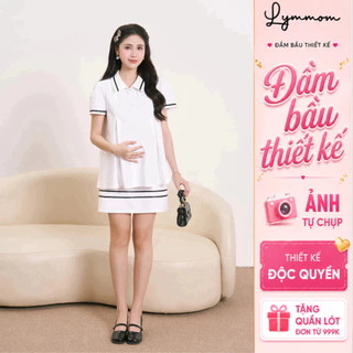 Set bộ bầu áo polo ngắn tay, chân váy dáng chữ A cotton blend sang trọng LYMMOM SB017