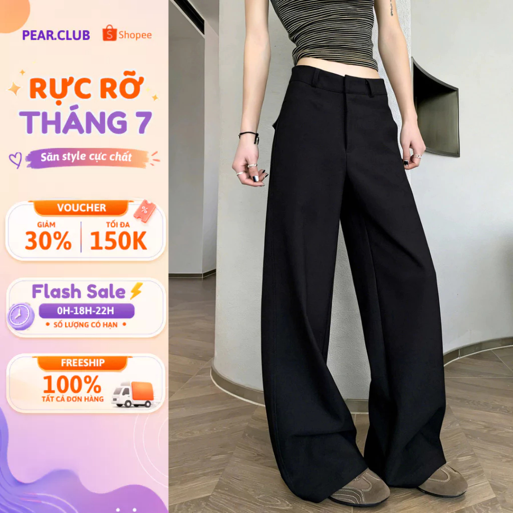 Quần vải ống rộng ROSA PANT, quần tây ống rộng dáng suông, cạp cao, DÀI 105cm, tôn dáng, đi học, đi làm công sở Q11