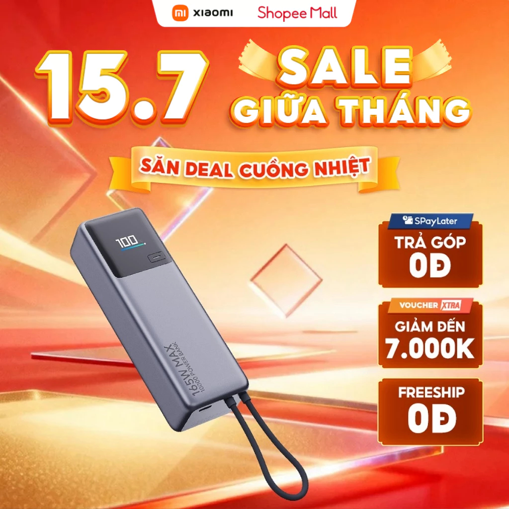 Sạc Dự Phòng Xiaomi Power bank 165W 10000mAh | Sạc Nhanh Lên Đến 120W | Công Suất Lớn | Bảo Hành 12 
