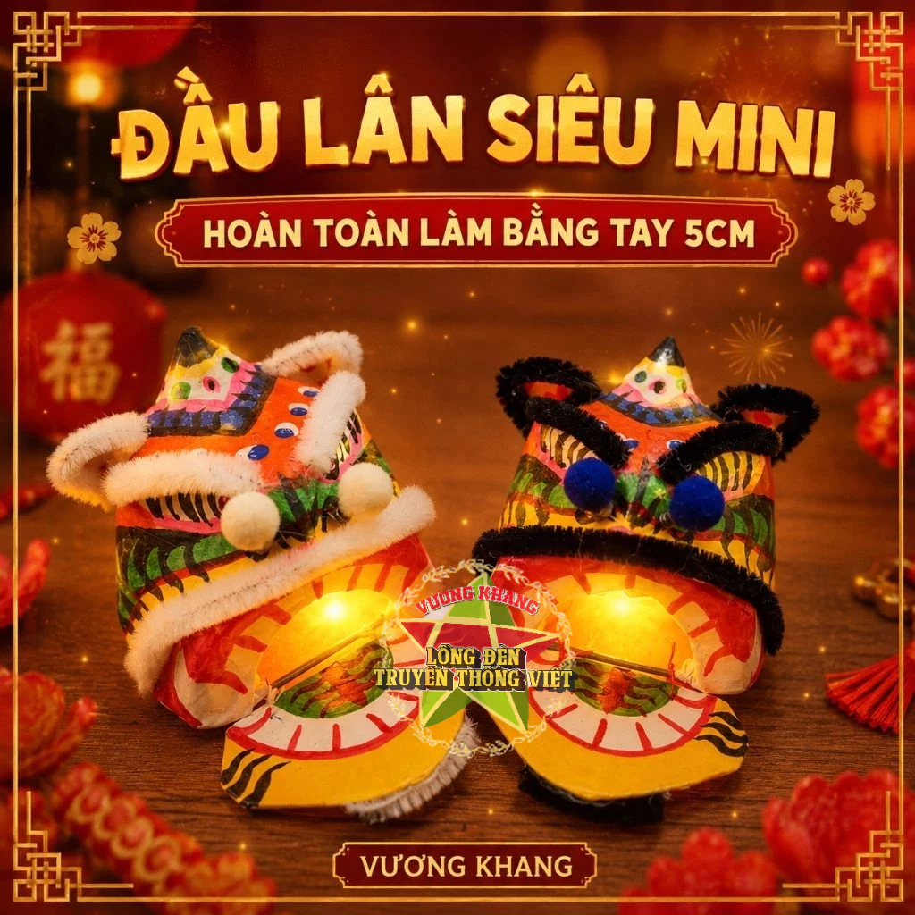 [SIÊU MINI 6CM] Đầu Lân Siêu Mini 6cm Truyền Thống Làm Bằng Tay Mang Lại Tài Lộc - Lân Mini Trưng Bà