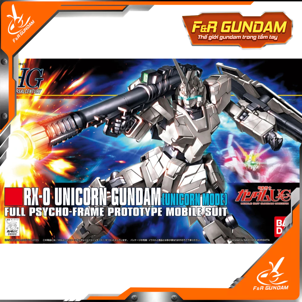 Mô Hình Lắp Ráp Gundam Bandai HGUC 1/144 RX-0 Unicorn Gundam (Unicorn Mode) Chính Hãng