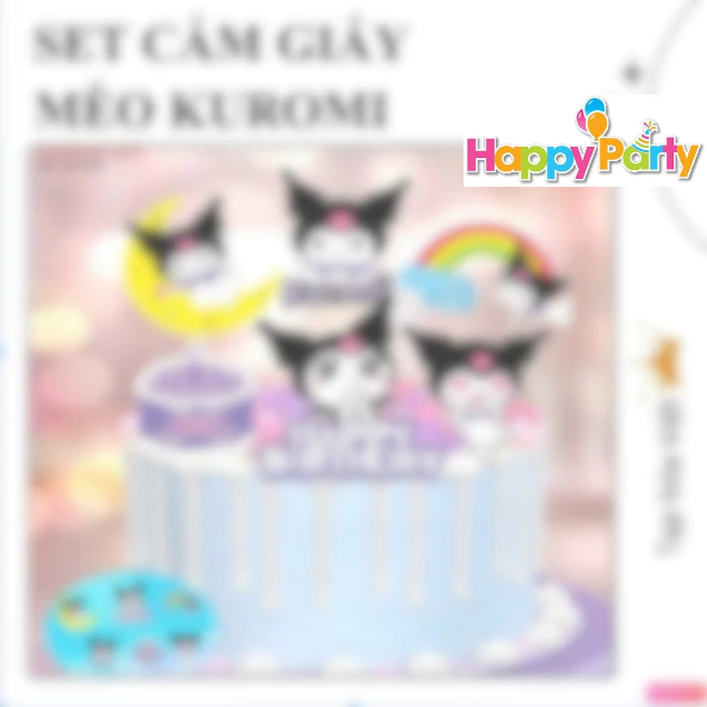 [5 SET] Giấy KUROMI trang trí bánh sinh nhật_ SET giấy Kuromi hot trend chủ đề mới