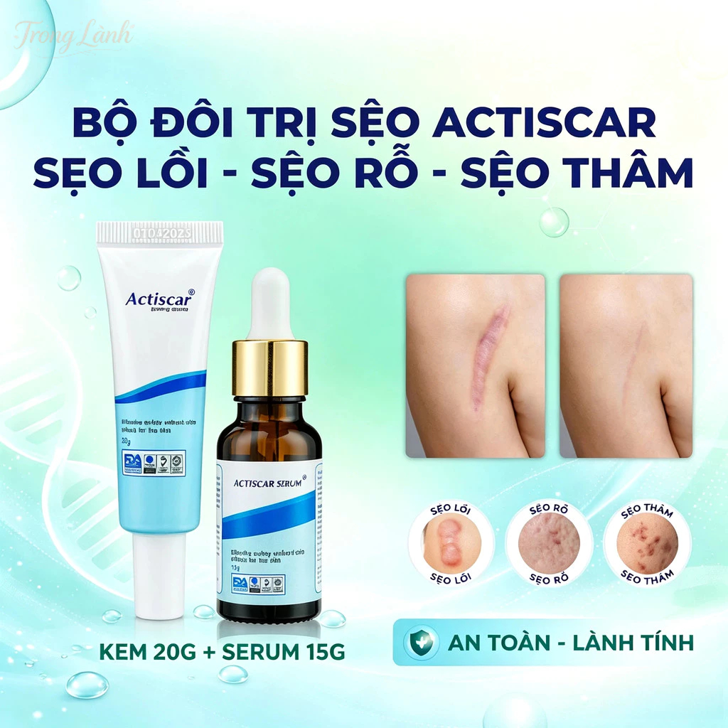 Kem Và Serum Sẹo Actiscar 15ml 20g Hỗ Trợ Mờ Sẹo Lồi Lõm Rỗ Sẹo Thâm Sẹo Phẫu Thuật