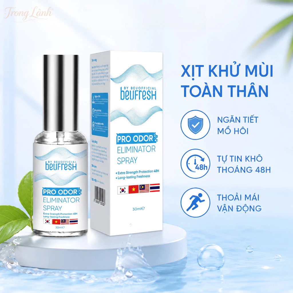 BEUFRESH Xịt Khử Mùi Toàn Thân 30ml Ngăn Tiết Mồ Hôi, Hạn Chế Mùi Cơ Thể