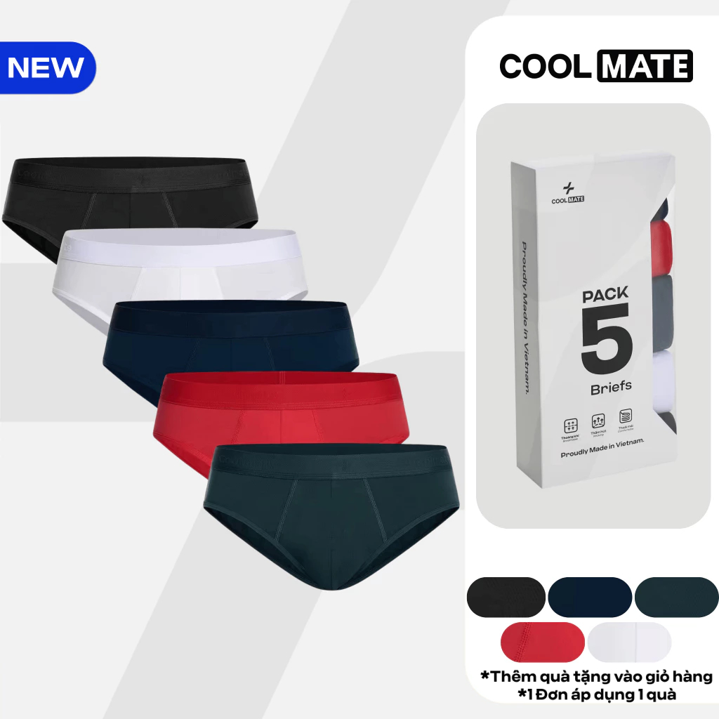 [TẶNG QUẦN BRIEF]Combo Pack 5 Quần lót tam giác nam Brief Cotton Co Giãn Origin mềm mại, co giãn, th