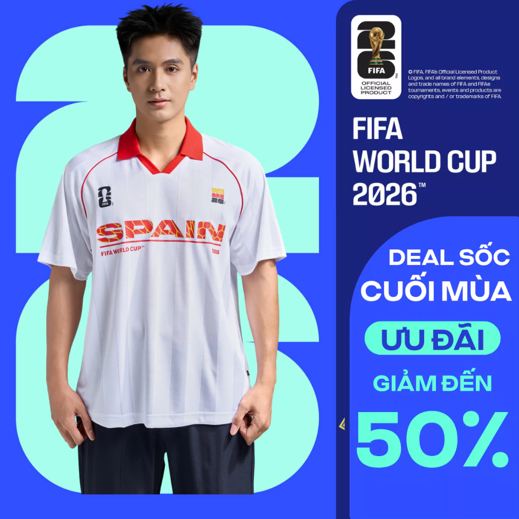[VOUCHER 45%]Áo Polo nam nữ thể thao World Cup Spain Edition 26, Áo nhà vô địch, đội tuyển Tây Ban Nha