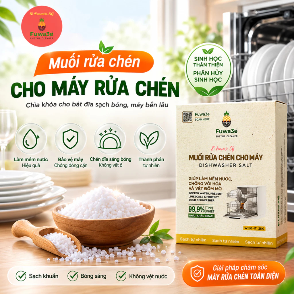Muối Rửa Chén Cho Máy Rửa Chén Fuwa3e 2kg – Làm Mềm Nước, Tăng Hiệu Quả Làm Sạch | SỈ FUWA3E SG