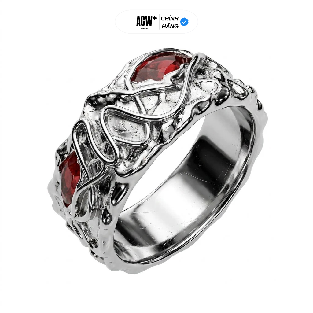 Nhẫn Titan không gỉ xi bạc Blood Ring - Access Workshop