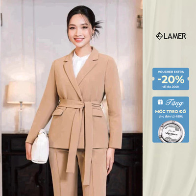 Áo vest nữ dài tay cổ 2 ve, dáng suông LAMER L65B23T024