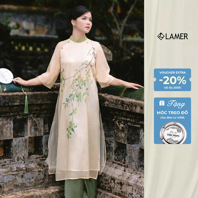 Áo dài nữ cách tân họa tiết vẽ tay tinh tế LAMER O61A24Q028