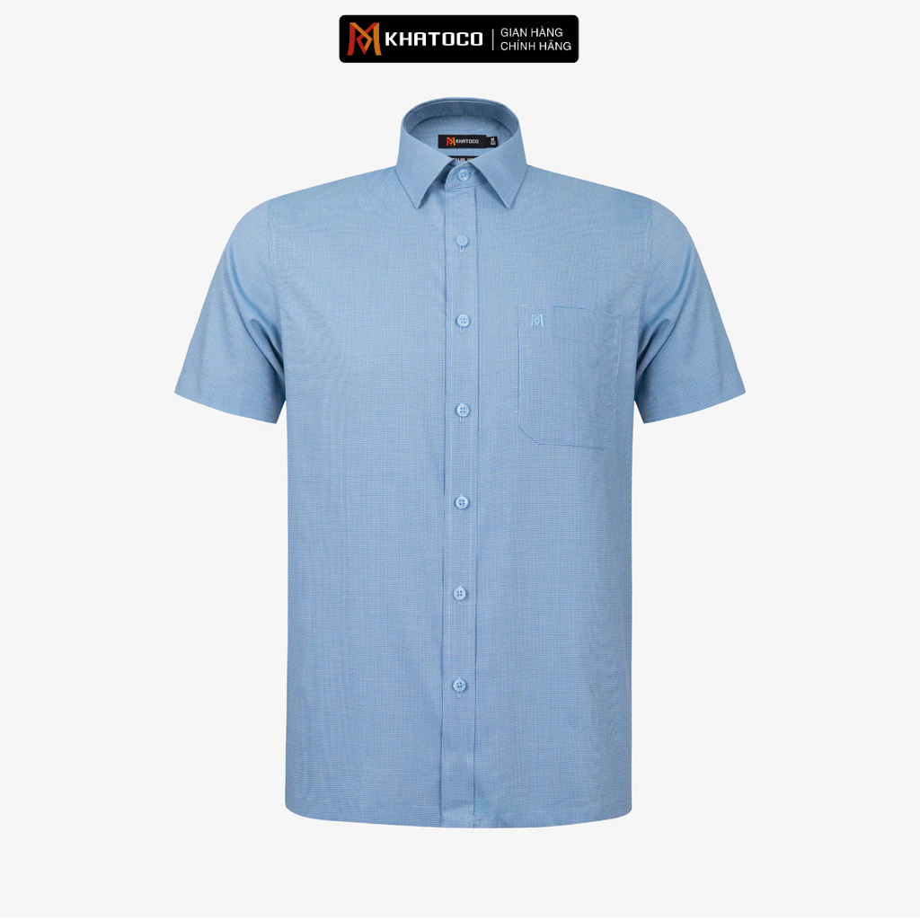 Áo sơ mi nam KHATOCO Tailor Fit ngắn tay mã A1MN498T2-CNCR 112-2803-N