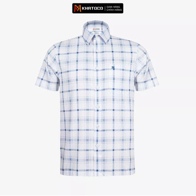 Áo sơ mi nam KHATOCO Tailor Fit ngắn tay A1MN518T2-CNCR 088-2803-N