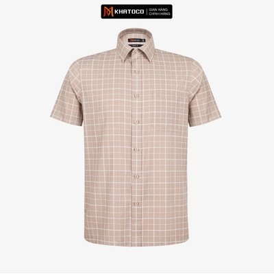 Áo sơ mi nam KHATOCO Tailor Fit ngắn tay mã A1MN538T2-CNCR 137-2804-N