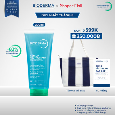 Gel rửa mặt tạo bọt cho da hỗn hợp và da dầu Bioderma Sebium Gel Moussant - 200ml (dạng tuýp)