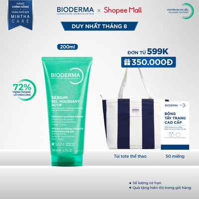 Gel rửa mặt làm sạch sâu và giảm mụn Bioderma Sébium Gel moussant actif - 200ml