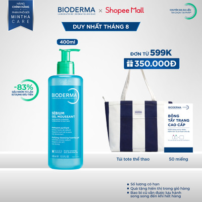 Gel rửa mặt tạo bọt, không chứa xà phòng Bioderma Sebium Gel Moussant - 400ml