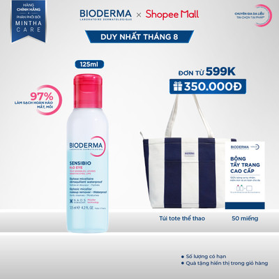 Tẩy trang mắt môi Micellar 2 lớp thế hệ mới: Sạch thoáng & Mềm ẩm Bioderma Sensibio H2O Eye - 125ml