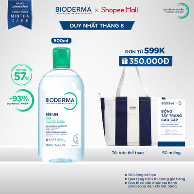 Dung dịch làm sạch và tẩy trang công nghệ Micellar cho da hỗn hợp, da dầu, và da mụn Bioderma Sebium H2O - 500ml