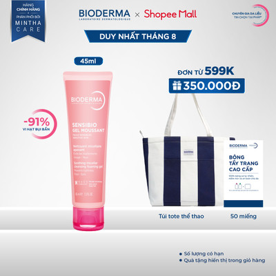 Gel rửa mặt tạo bọt cho da nhạy cảm Bioderma Sensibio Gel Moussant - 45ml