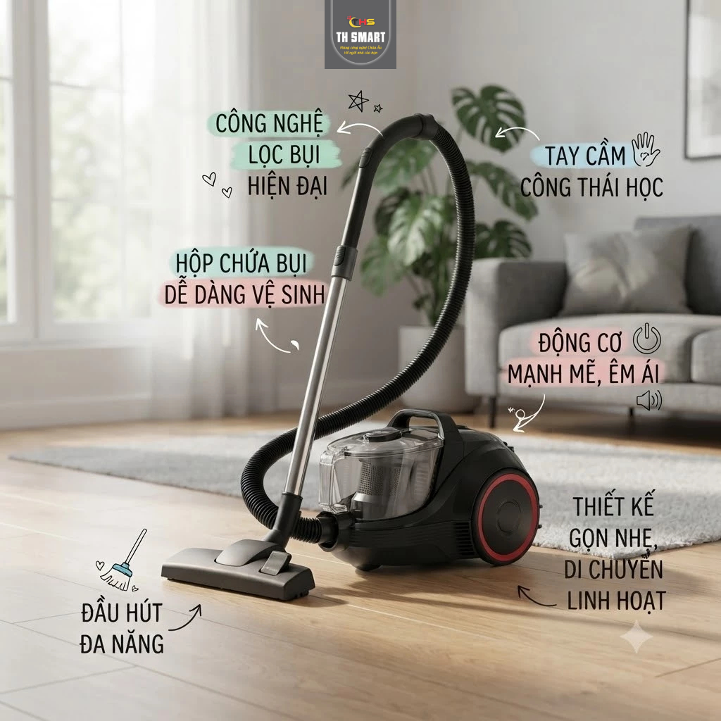 Máy Hút Bụi Gia Đình Có Dây BOSCH BGS21WPOW 2000W Made in EU