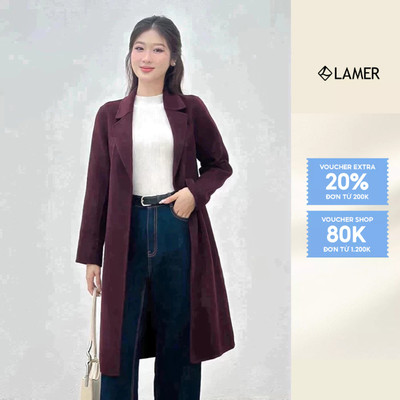 Áo Dạ Nữ LAMER Dáng Dài Khâu Tay Dáng Suông Áo Dạ Lông Cừu Thiết Kế Cao Cấp L65W24T015
