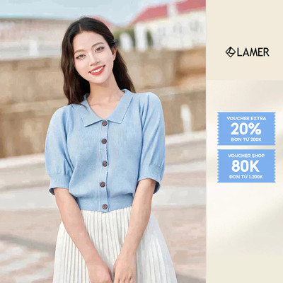 Áo Len Nữ Croptop Cài Cúc,Tay Bồng Vienne Tran O61W25Q007