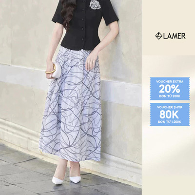 [LAMER X VÕ HÀ LINH] Chân Váy Dài Nhún 3 Tầng Chân Váy Dáng Xoè 2 Lớp Chiffon LAMER O62L25Q008