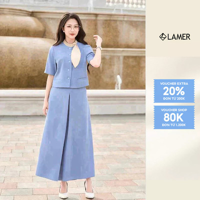 Áo Kiểu Nữ LAMER FASHION Cổ Nơ Liền Sang Trọng Phối Quần Ống Rộng Giả Váy Thanh Lịch L65D25Q012 L64W25Q009