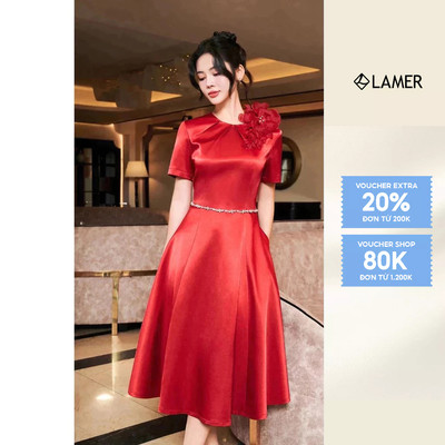 Đầm dạ hội đính đá hoa vai SHE'S BACK S63L23Q072