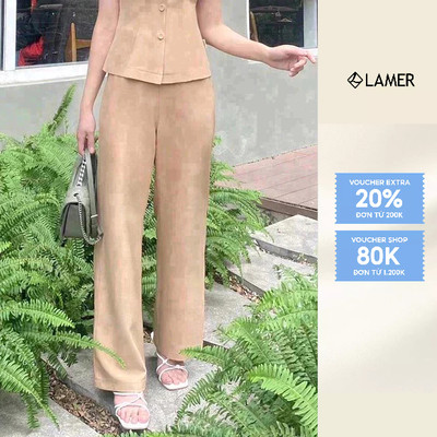 Quần Ống Đứng LAMER Cạp Liền Cúc Bọc Quần Ống Suông Công Sở Thanh Lịch Dễ Phối Đồ L64T22Q014