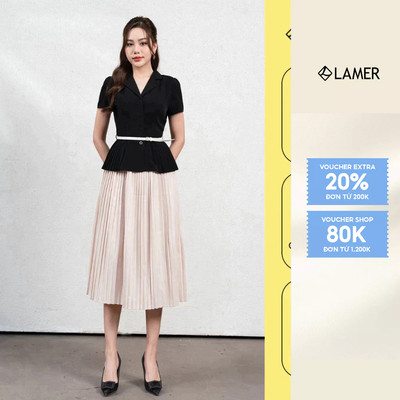 Áo Peplum LAMER Công Sở Áo Kiểu Nữ Chiết Eo L61H22H016 (Không Kèm Đai)