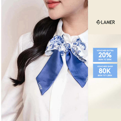 Khăn Lụa Dài LAMER In Họa Tiết Phối Cùng Áo Sơ Mi L6AO23Q001