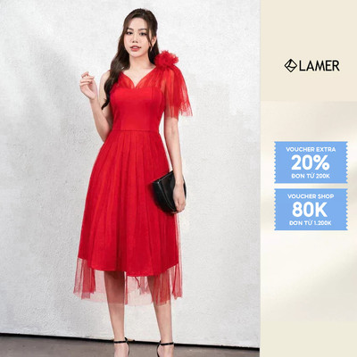 Đầm Dạ Hội SHE'S BACK Phủ Lưới Dáng Xòe S63L23Q004