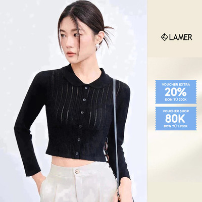 Áo len nữ VIEN TRAN dệt họa tiết, cổ peterpan V61W23T018