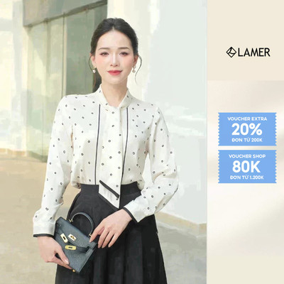 Áo Sơ Mi Lụa Dáng Suông Áo Sơ Mi Công Sở Nữ Phối Nơ Thanh Lịch LAMER L61H25Q007