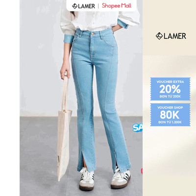 Quần Jean Ống Loe, Bổ Mảnh, Xẻ Trước VIEN TRAN V64J25Q001