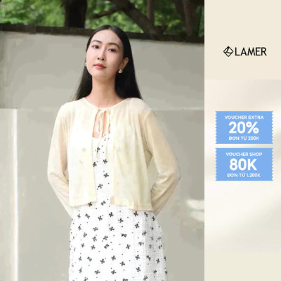 Áo khoác nư thun mỏng cardigan mềm cổ nơ buộc VIEN TRAN V65O25Q013